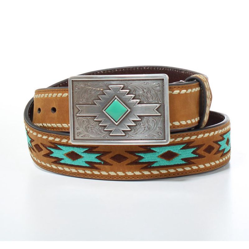 Buck Stitching Lace Embroider Brown Ladies Belt