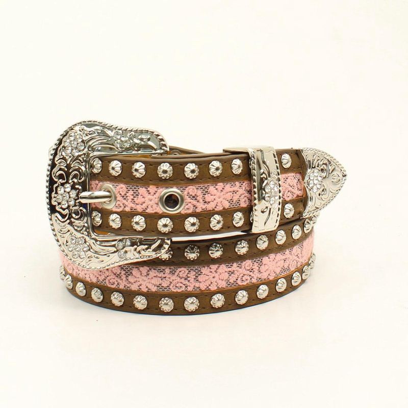 Pink Lace Leather Belt 20&quot;