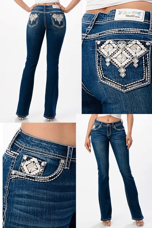 Aztec Embellishment Easy Boot Cut