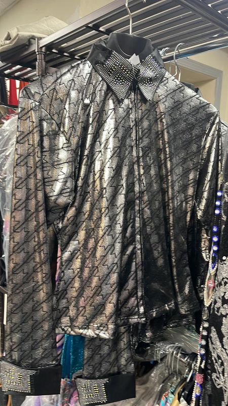 Black &amp; Sliver Shiny Show Shirt