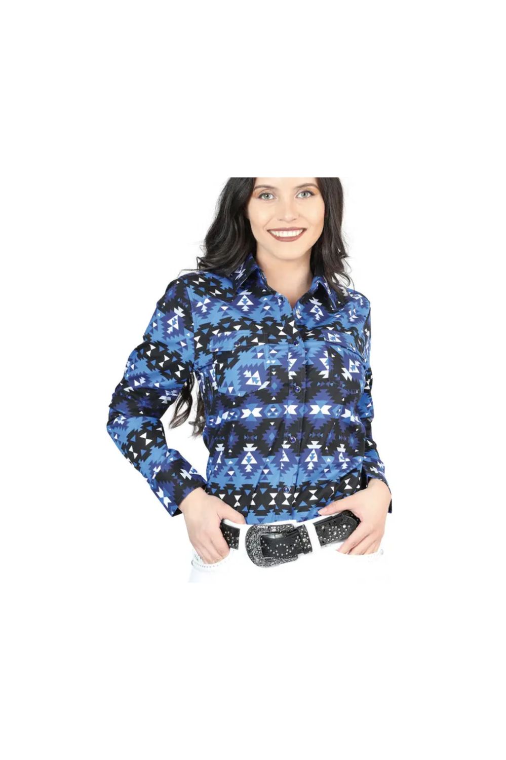 Casual Long-Sleeve Shirt, Size: Small, Color: Blue/Black