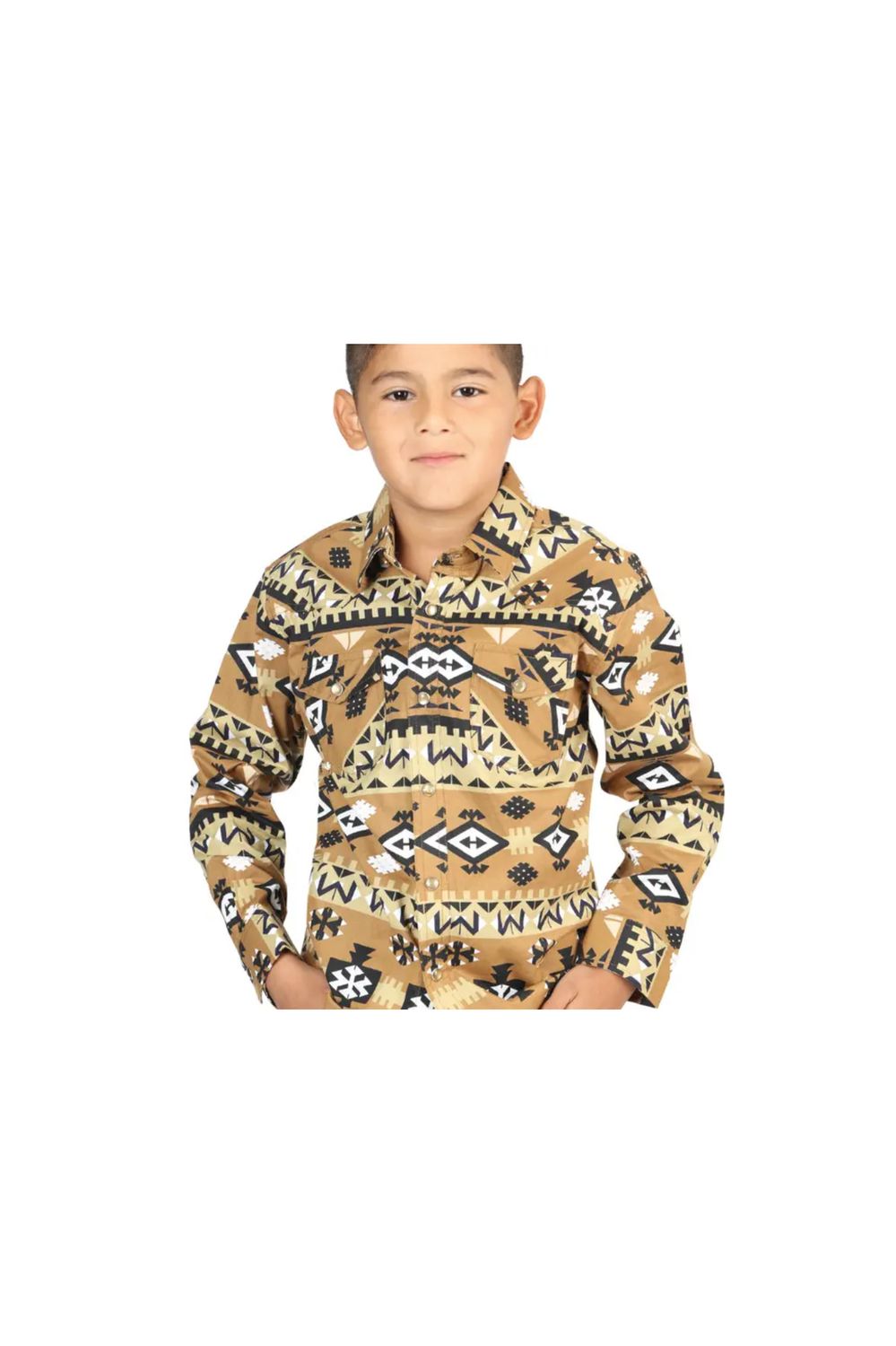 Casual Long-Sleeve Shirt Boys, Size: 4, Color: Gold/Mustard/Black/White