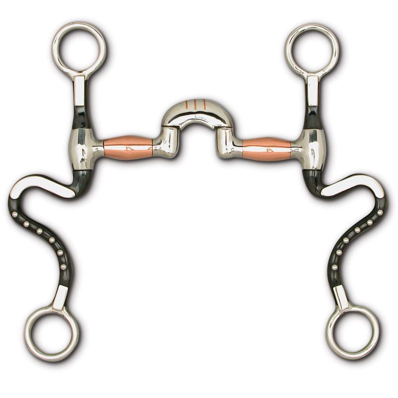 Black Satin Show Shank with Low Port Correctional w/ Copper Rollers