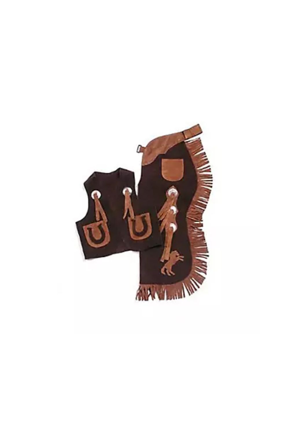 Kids Chap &amp; Vest Sets, Size: Small, Color: Black, Symbol: Horse Shoes