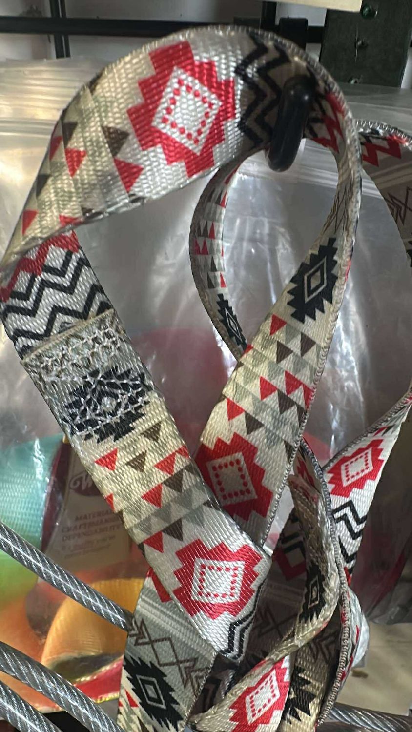 Bucket Straps Weaver, Color/Print: Crimson Aztac
