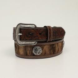 Calf Hair Cross Concho Brown Tapered