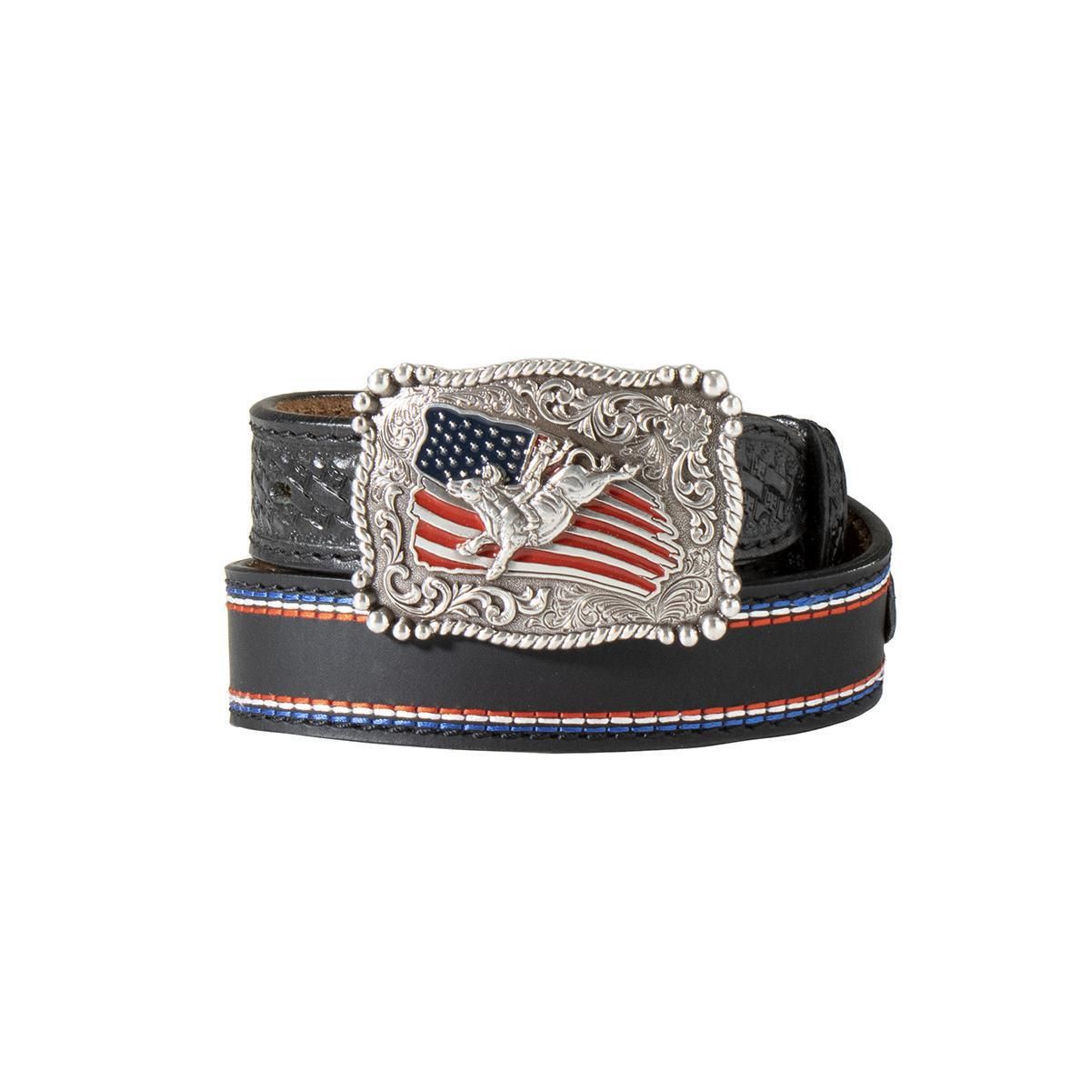 American Flag Hand Tooled Black, Size: 20&quot;