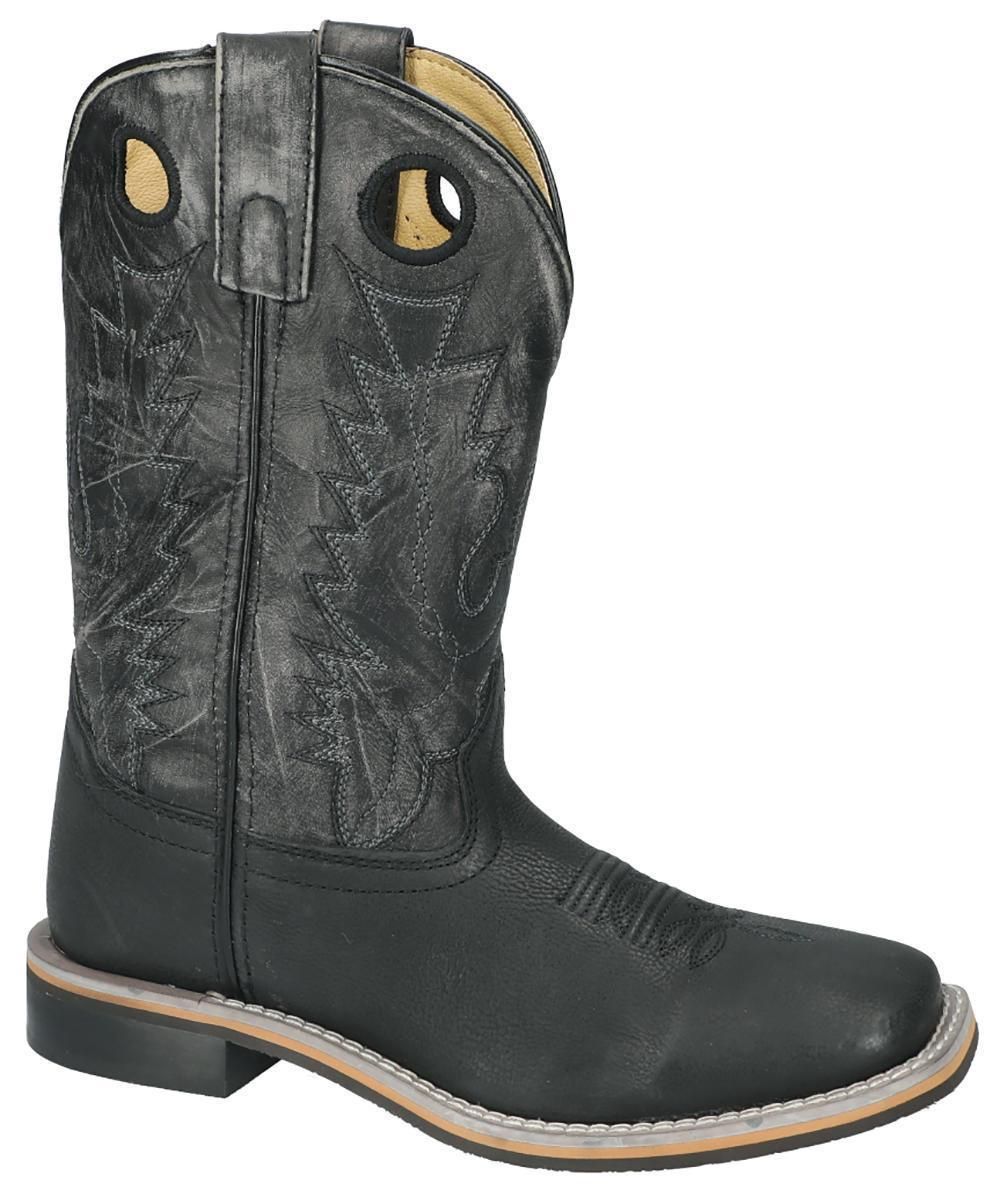 Tracie Black/Black Distress Leather Cowboy Boot, Size: 5.5