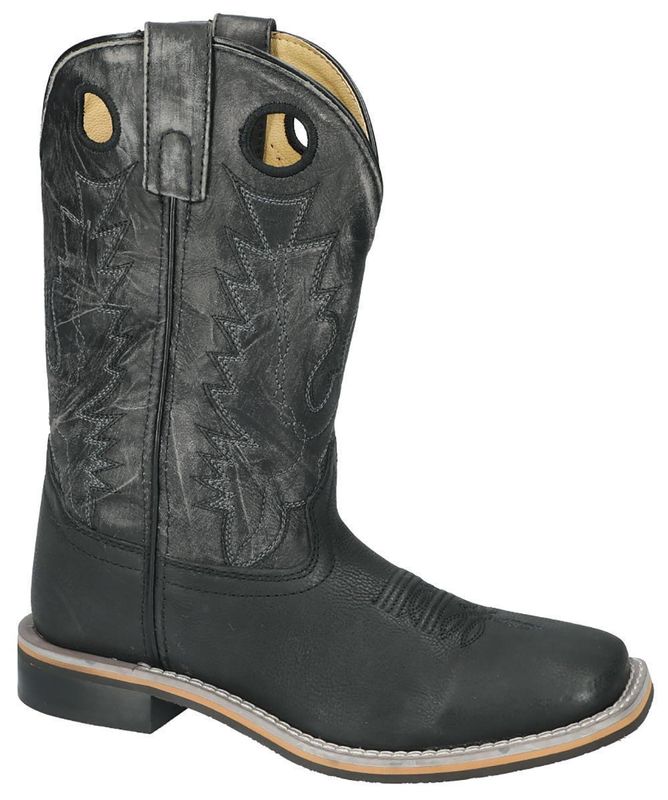Tracie Black/Black Distress Leather Cowboy Boot