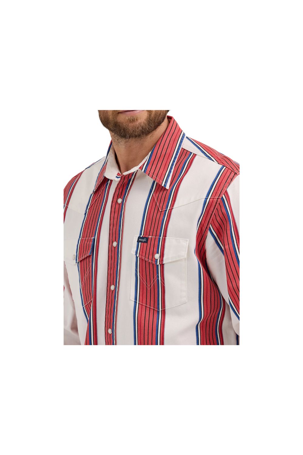 Vintage-Inspired Brush popper Western Snap Work shirt, Color/Print: Cherry Stripe, Size: Small