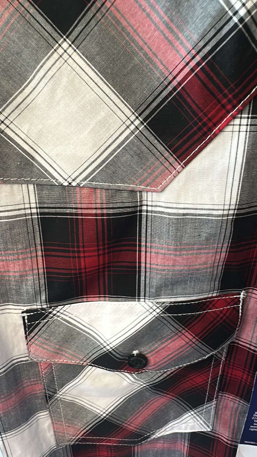 Wrangler Logo Shirt, Color: Red/Black/White Plaid, Size: Small