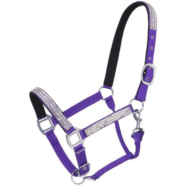 Nylon Halter with Crystals, Breed: Horse, Color: Purple