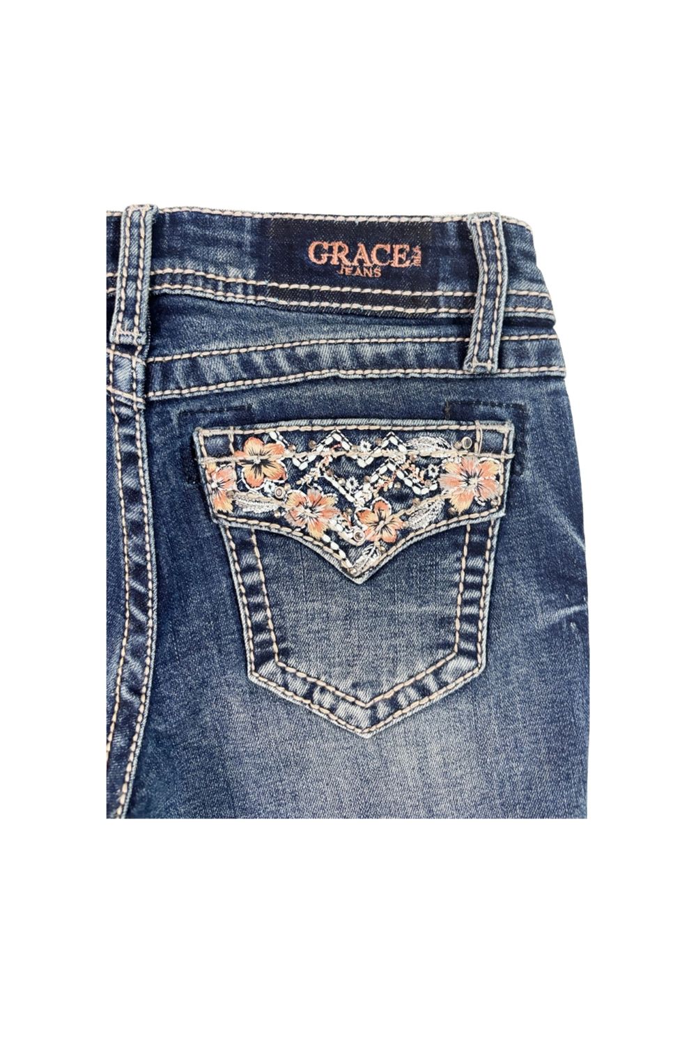 Colorful Faux Flap Girl Boot Cut, Size: 4, Style/Design: Floral Embroider Pockets