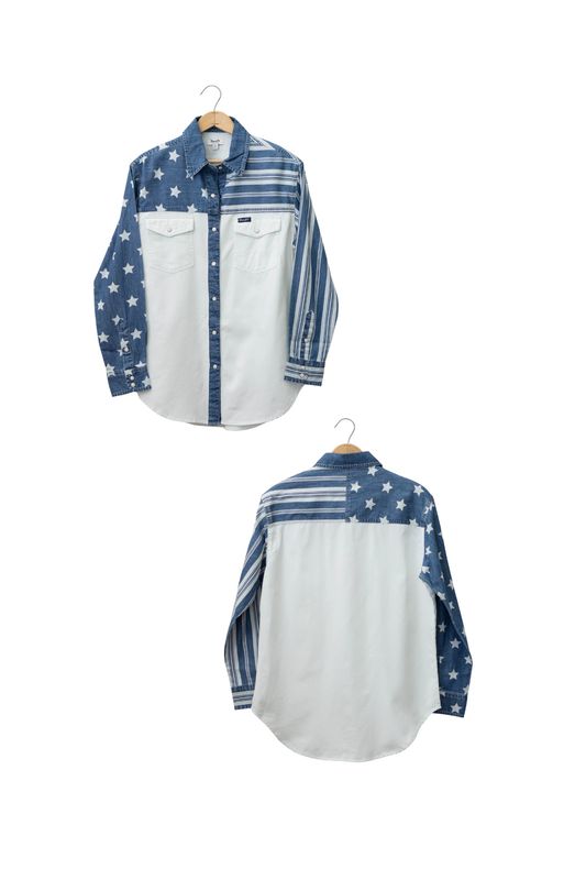 Women&#39;s Pieced Boyfriend Snap Shirt