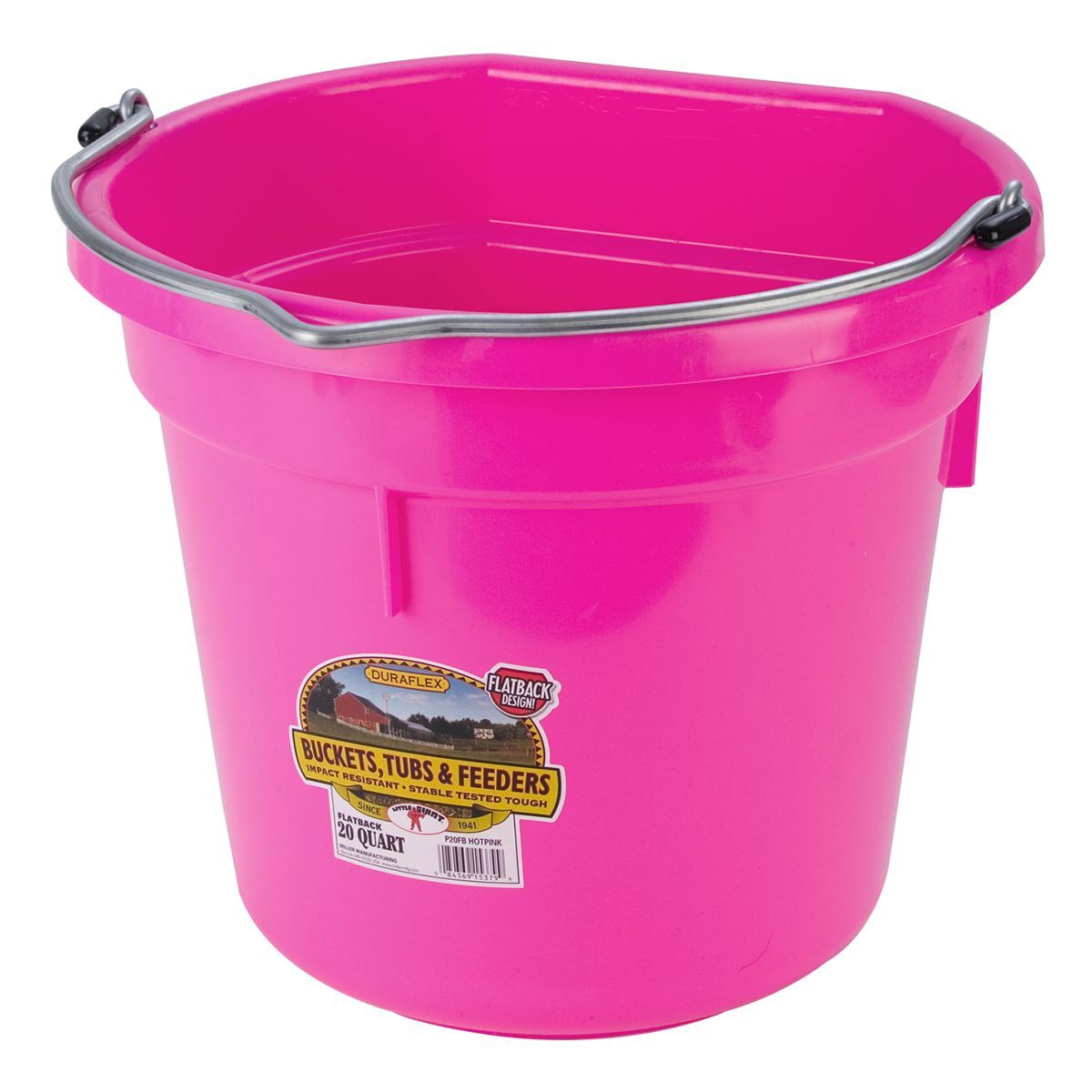 DuraFlex Plastic Flatback Bucket, Color: Pink, Quart Size: 20 (18.9L)