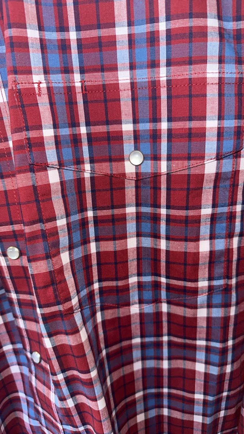 Original lable Wrangler Shirt, Color: Red/White/Blue Plaid, Size: Small