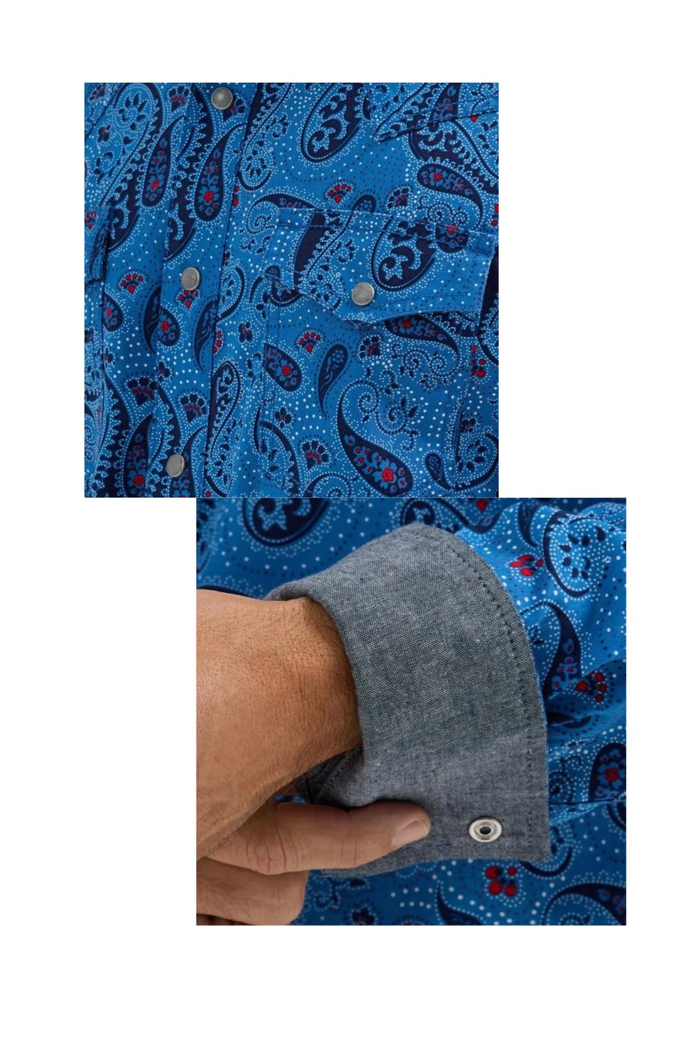 Wrangler Retro® Premium Long Sleeve Shirt, Color: BluePasley, Size: Small