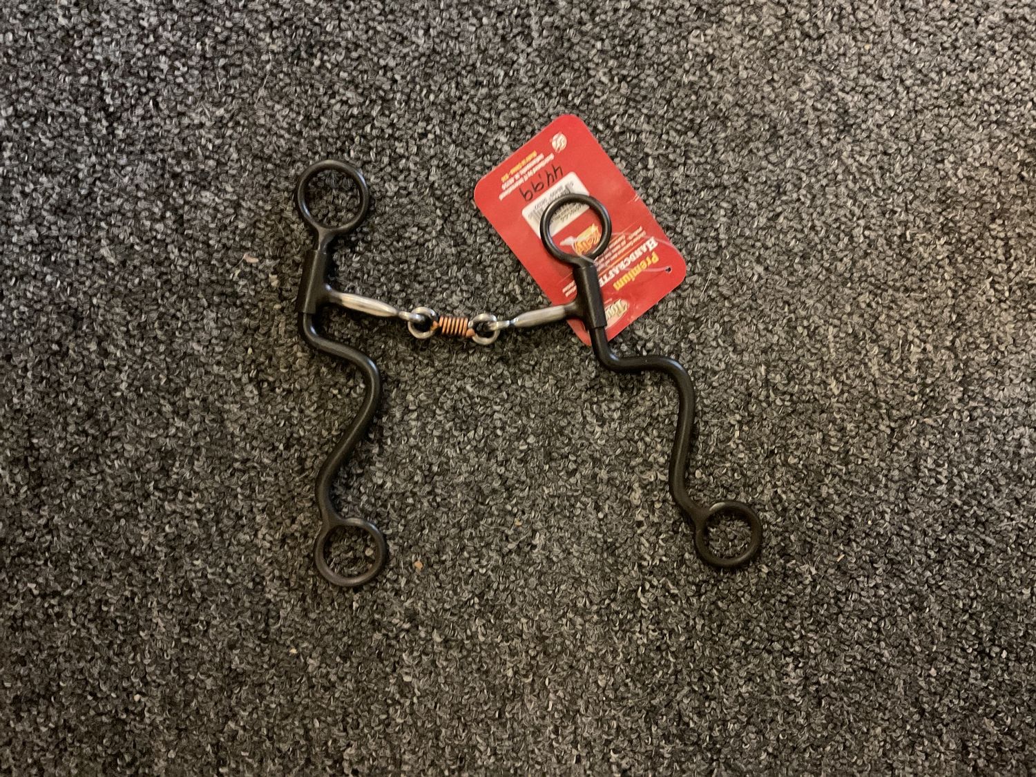 Black Steel S Shank Bit with 3-Piece Sweet Iron Snaffle Black Steel S Shank Bit with 3-Piece Sweet Iron Snaffle