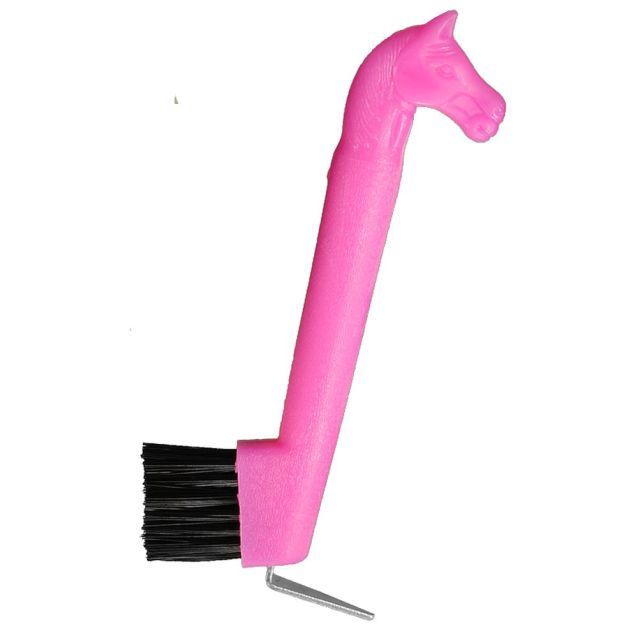 Horse Head Hoof Pick/Brush Combination, Color: Pink