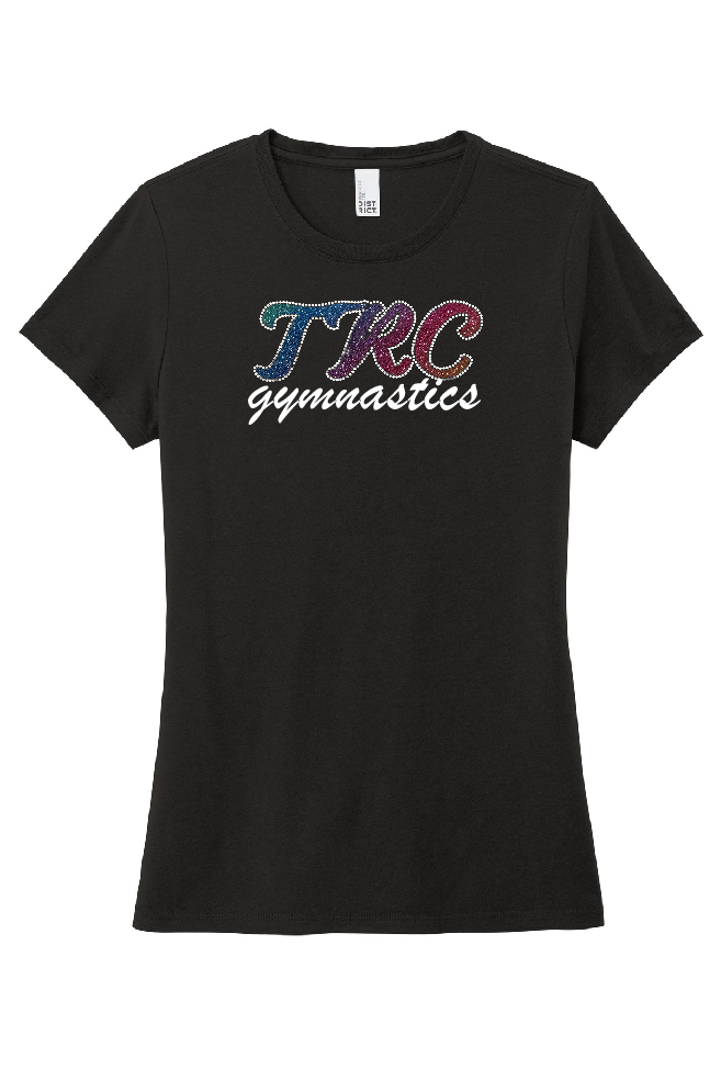 LADIES CRYSTAL AND GLITTER BLACK TEE
