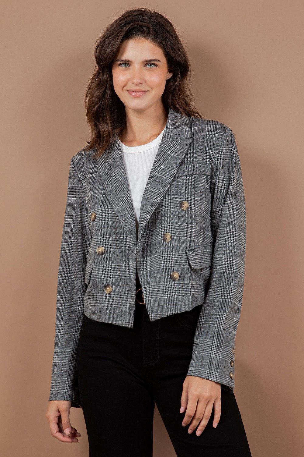 Double Breasted 6 Button Blazer, Colour: Black, Size: Small