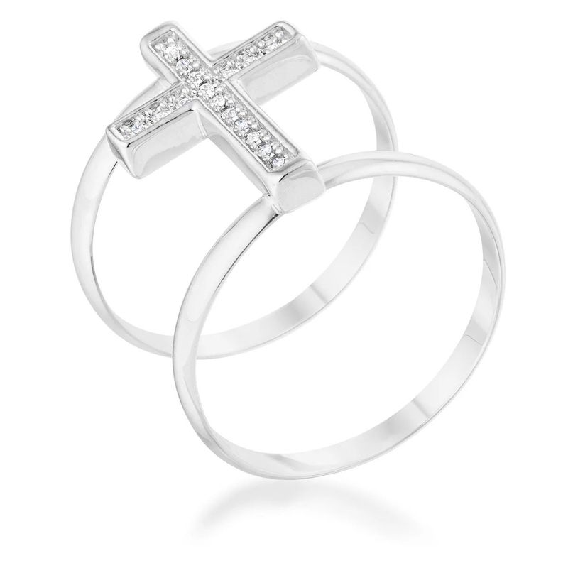 Contemporary Cross Ring Silver