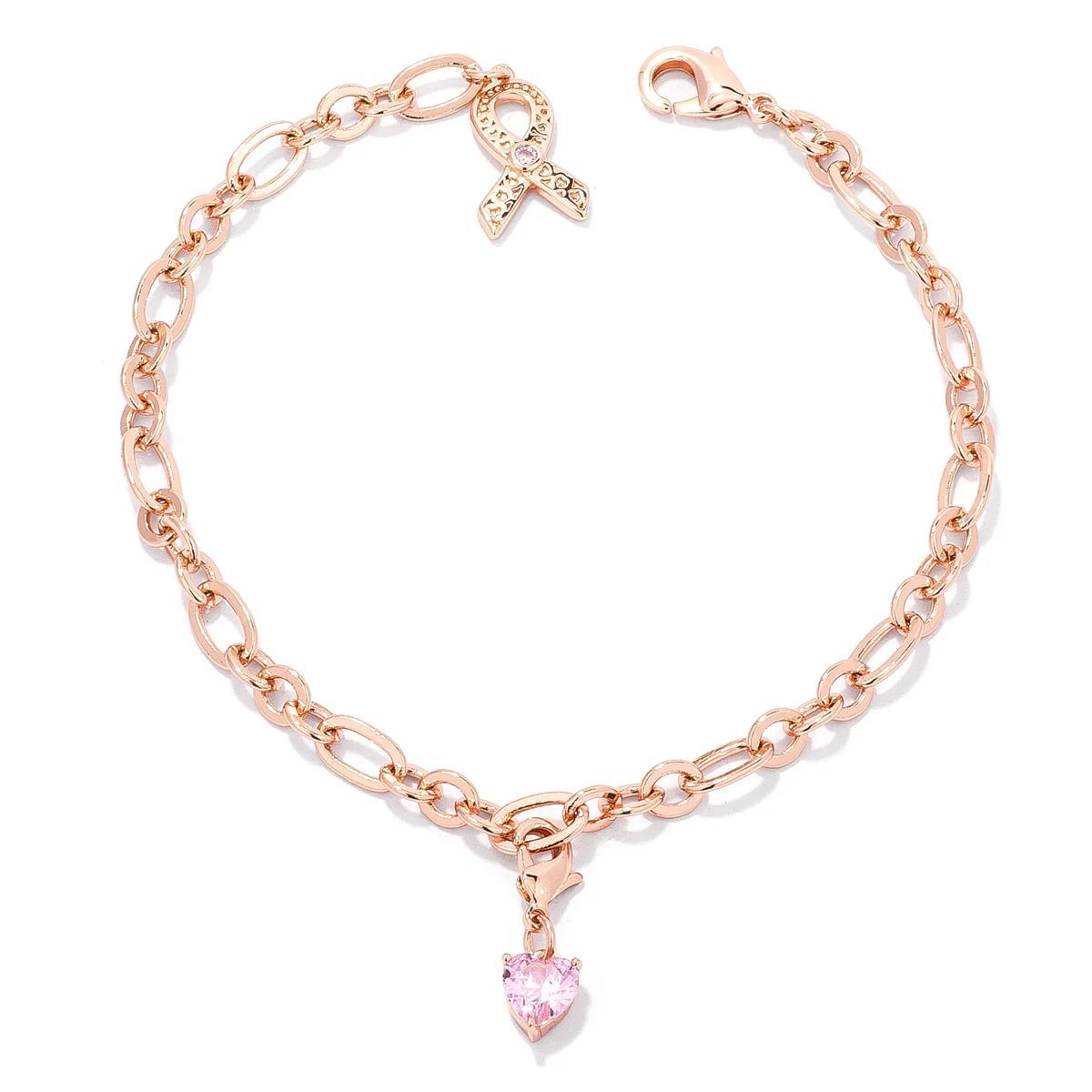 Ribbon and Heart Charm Bracelet
