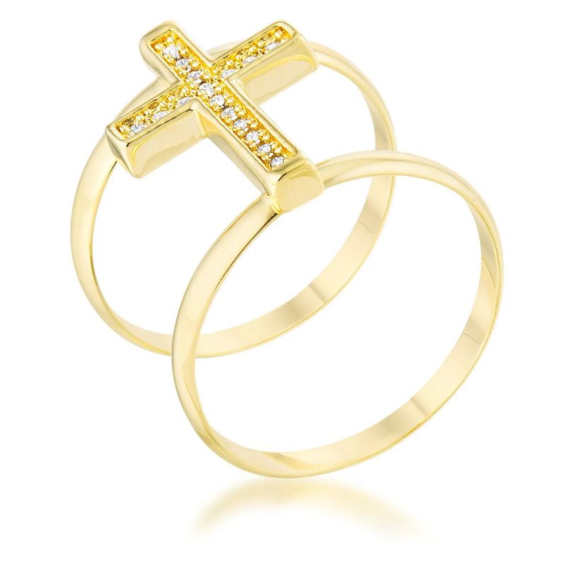 Contemporary Cross Ring Gold