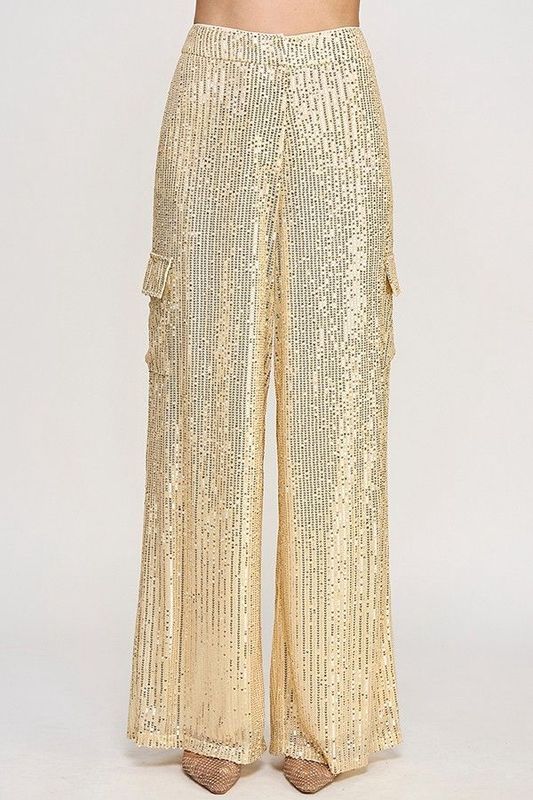 Sequin Pocket Wide Pants