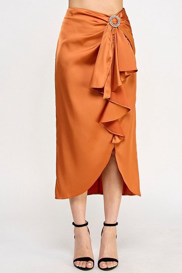 Midi Skirt, Size: Small, Colour: Rust