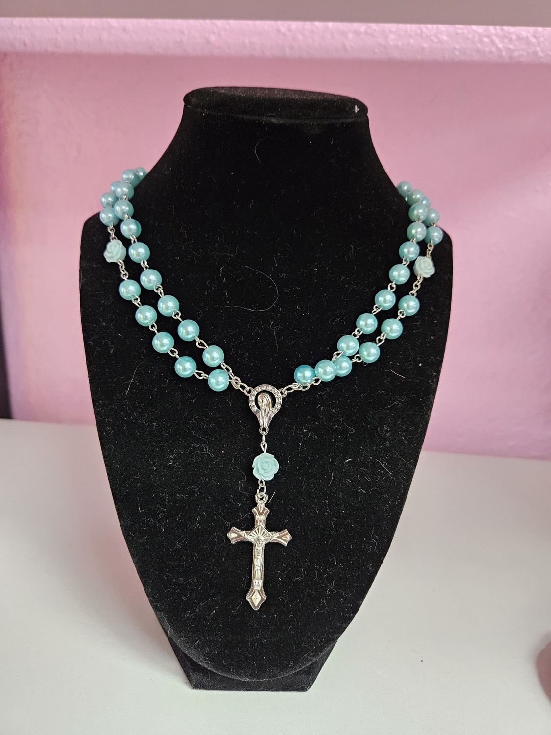 Rosary Necklace Blue