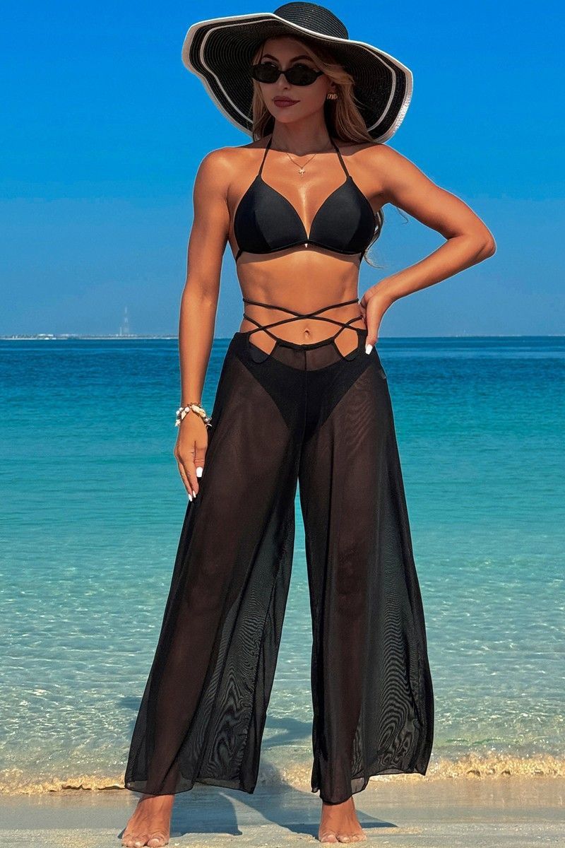 Halter Bikini Lace Pants Set, Colour: Black, Size: Small