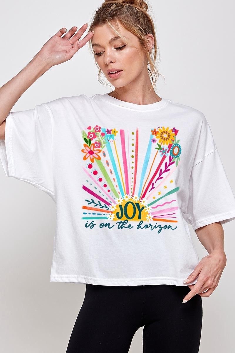 Joy On The Horizon Relaxed Crop Top, Colour: White, Size: Small