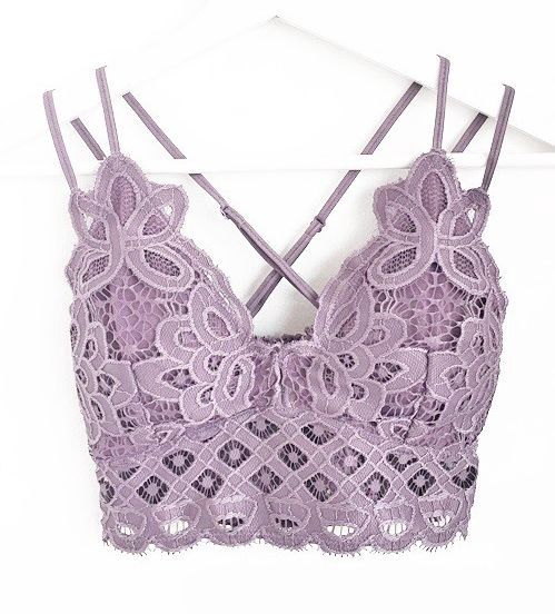 Crochet Lace Bralette, Colour: Lavender, Size: Small