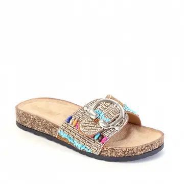 Thick Sole Casual Sandalswith Stones Ornament Brown