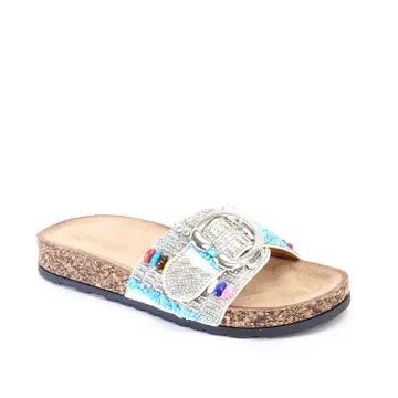 Thick Sole Casual Sandals with Stones Ornament White