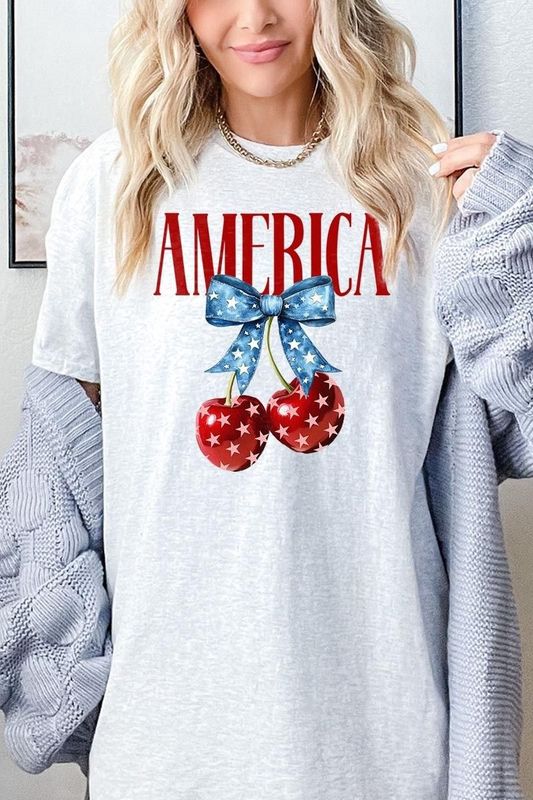 America Cherries Graphic Heavy Cotton Tee