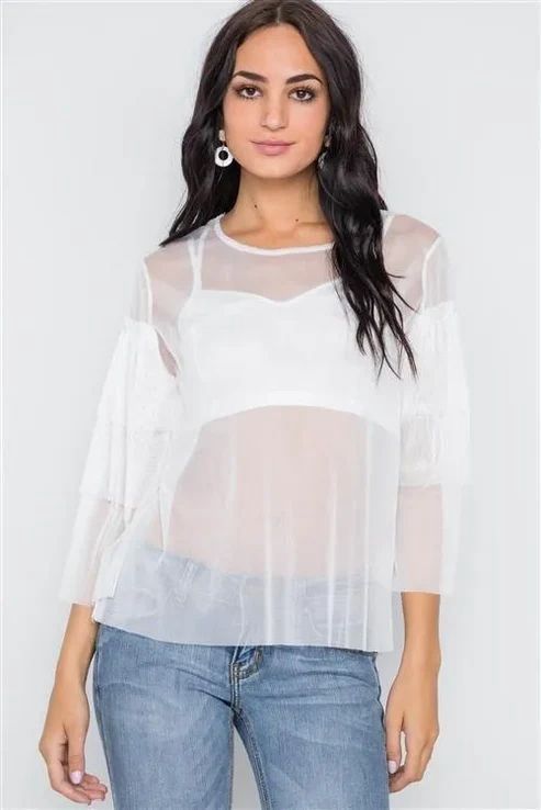 Mash Long Sleeves Top, Colour: White, Size: Small