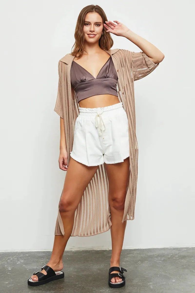 Sheer Duster Cover Up, Size: Small, Colour: Nude