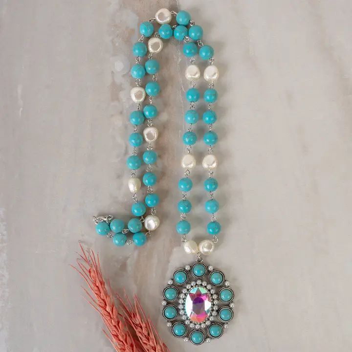 Squash Blossom Necklace, Colour: Turquoise