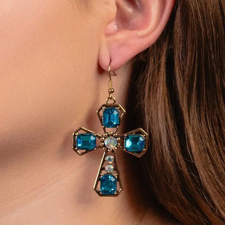 Crystal Cross Earrings
