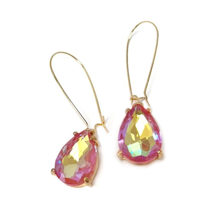 Teardrop Glass Bead Kidney Wire Earrings