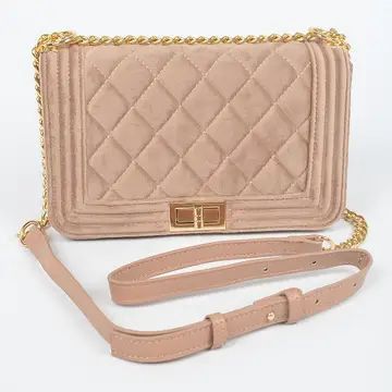Quilted Velvet Flap Bag