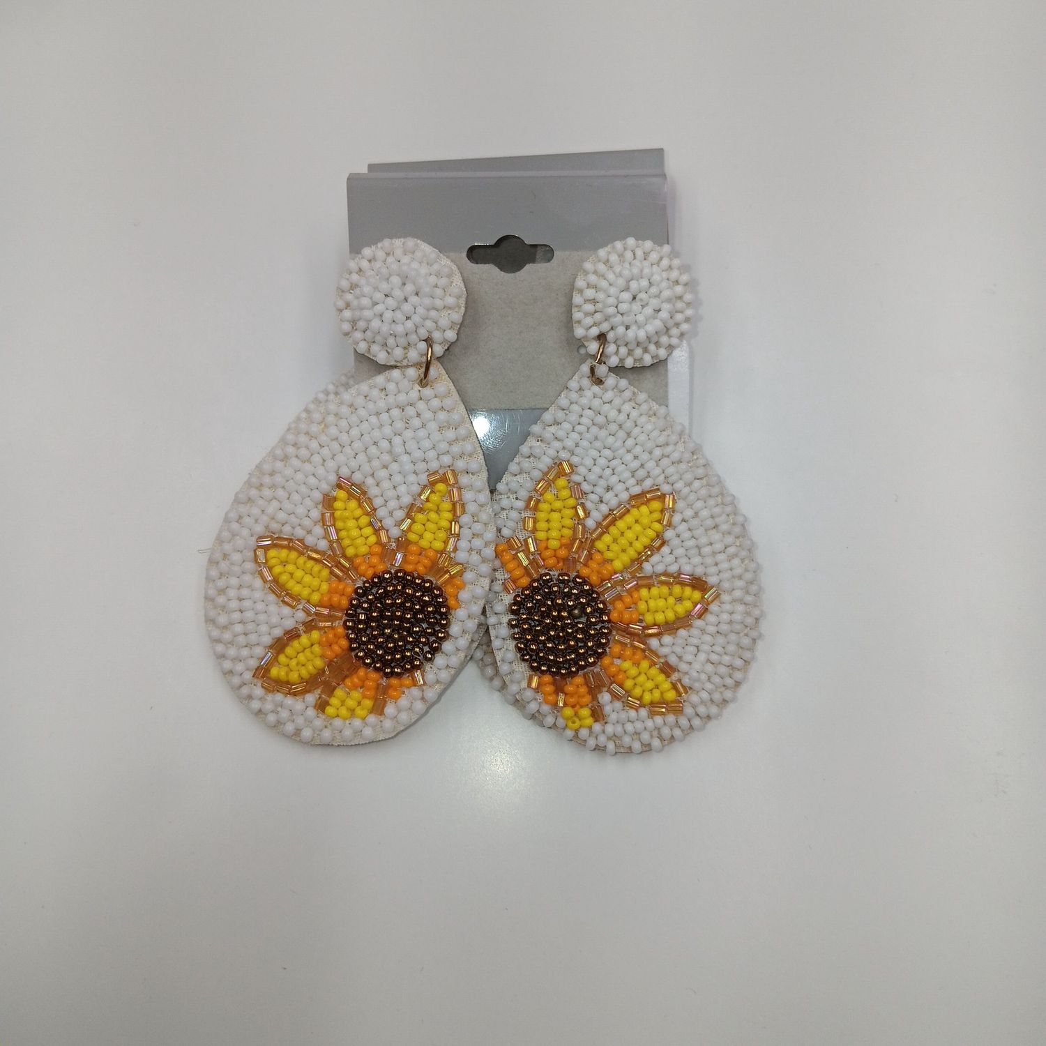 Sun Flower Earrings, Colour: White