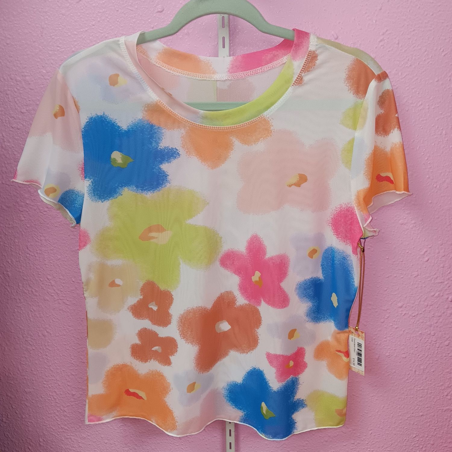 Floral Mesh Shirt, Size: Small