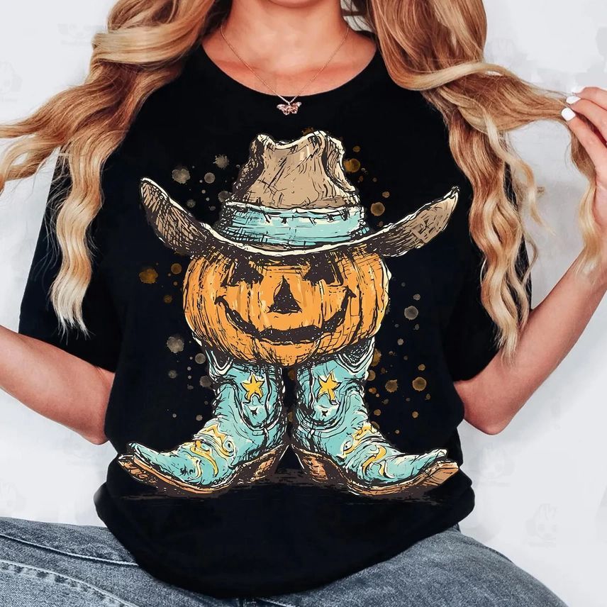 Western Pumpkin Tee, Colour: Black, Size: Small