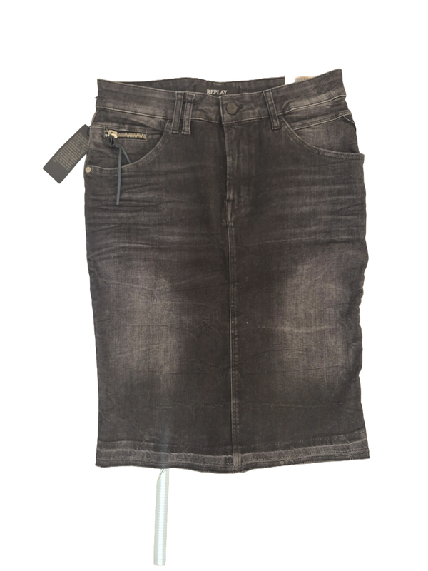 REPLAY Jeans Rock schwarz mit Reißverschluss, Größe US XXS / W24/ EU 32