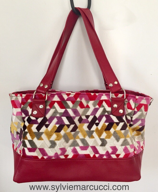 Cabas Couleur cuir et tissu Editeur haut de gamme, pièce unique fait à Toulouse France #cabas cuirtoulouse