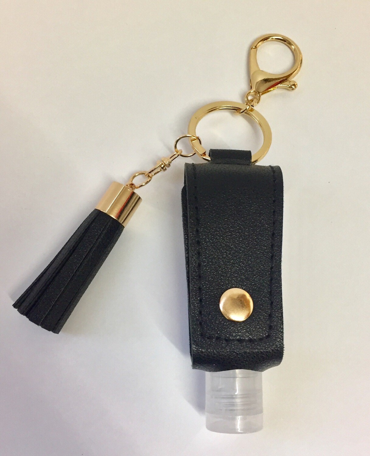 Porte-clés en PU imitation cuir avec flacon 30 ml vide pour désinfectant rechargeable 