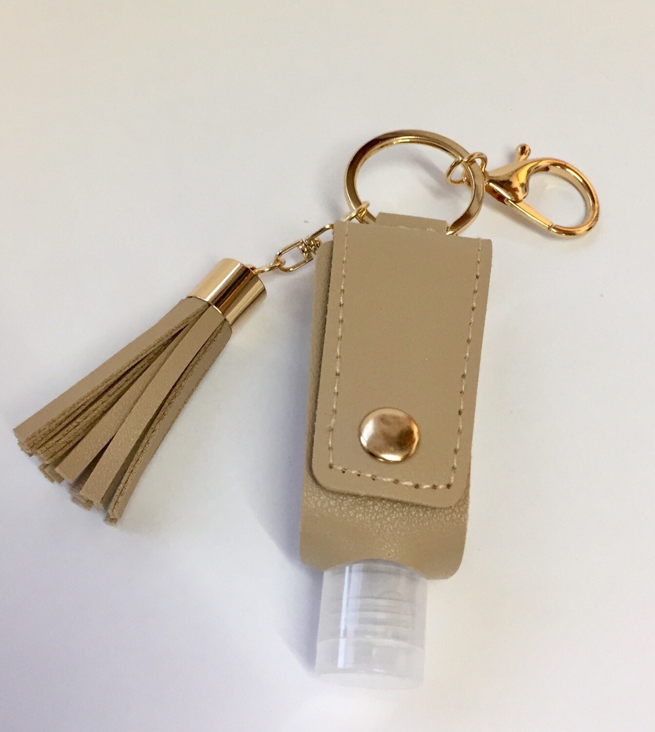 Porte-clés en PU imitation cuir avec flacon 30 ml vide pour désinfectant rechargeable 
